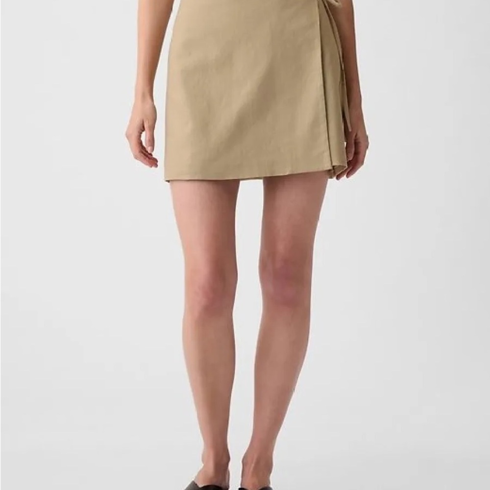 Linen-Cotton Wrap Mini Skirt